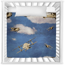 Seamless Pattern With 3d Airplanes In Blue Sky With Clouds Nursery Decor 57530033