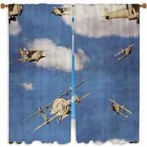 Seamless Pattern With 3d Airplanes In Blue Sky With Clouds Window Curtains 57530033