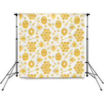 Seamless Pattern With Bees And Honey Backdrops 70251683