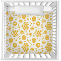 Seamless Pattern With Bees And Honey Nursery Decor 70251683