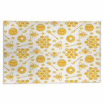 Seamless Pattern With Bees And Honey Rugs 70251683