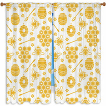 Seamless Pattern With Bees And Honey Window Curtains 70251683