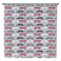 Seamless Pattern With Bow Ties And Mustaches Bath Decor 54381099