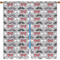 Seamless Pattern With Bow Ties And Mustaches Window Curtains 54381099