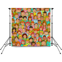 Seamless Pattern With Cartoon People Backdrops 54991081