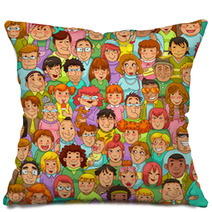 Seamless Pattern With Cartoon People Pillows 54991081