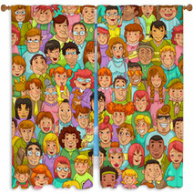 Seamless Pattern With Cartoon People Window Curtains 54991081