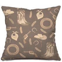 Seamless Pattern With Cowboy Elements Pillows 43822017