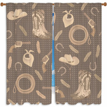 Seamless Pattern With Cowboy Elements Window Curtains 43822017