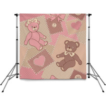 Seamless Pattern With Cute Bears Teddy Backdrops 69054157