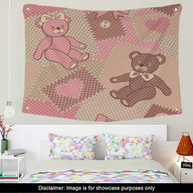 Seamless Pattern With Cute Bears Teddy Wall Art 69054157