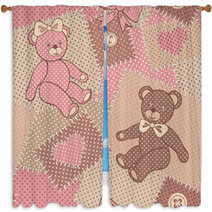 Seamless Pattern With Cute Bears Teddy Window Curtains 69054157