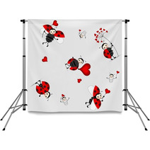 Seamless Pattern With Cute Ladybird - Vector Backdrops 40795156