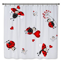 Seamless Pattern With Cute Ladybird - Vector Bath Decor 40795156