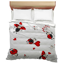 Seamless Pattern With Cute Ladybird - Vector Bedding 40795156