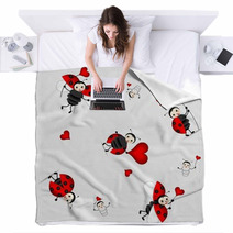 Seamless Pattern With Cute Ladybird - Vector Blankets 40795156