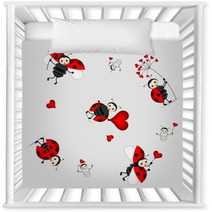 Seamless Pattern With Cute Ladybird - Vector Nursery Decor 40795156