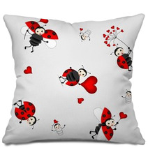 Seamless Pattern With Cute Ladybird - Vector Pillows 40795156