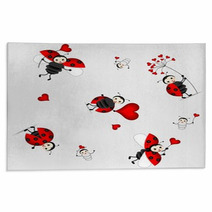 Seamless Pattern With Cute Ladybird - Vector Rugs 40795156