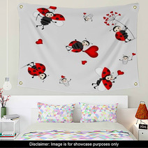 Seamless Pattern With Cute Ladybird - Vector Wall Art 40795156