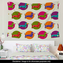 Seamless Pattern With Dachshund Wall Art 68603082