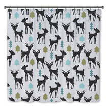 Seamless Pattern With Deer And Trees Bath Decor 56298074
