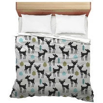 Seamless Pattern With Deer And Trees Bedding 56298074