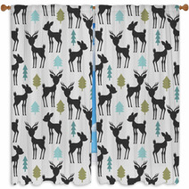 Seamless Pattern With Deer And Trees Window Curtains 56298074