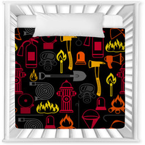 Seamless Pattern With Firefighting Items Fire Protection Equipment Nursery Decor 153411932