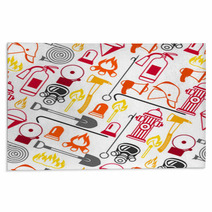 Seamless Pattern With Firefighting Items Fire Protection Equipment Rugs 153411999