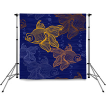 Seamless Pattern With Goldfish. Backdrops 69903664