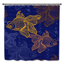 Seamless Pattern With Goldfish. Bath Decor 69903664