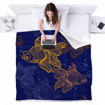 Seamless Pattern With Goldfish. Blankets 69903664