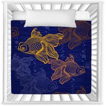 Seamless Pattern With Goldfish. Nursery Decor 69903664