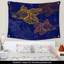 Seamless Pattern With Goldfish. Wall Art 69903664