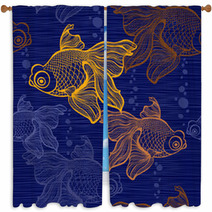 Seamless Pattern With Goldfish. Window Curtains 69903664