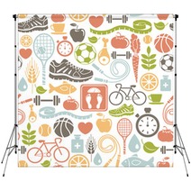 Seamless Pattern With Healthy Lifestyle Icons Backdrops 48711480
