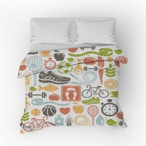Seamless Pattern With Healthy Lifestyle Icons Bedding 48711480
