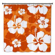 Seamless Pattern With Hibiscus Flower Bath Decor 67717614