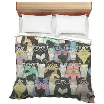 Seamless Pattern With Hipster Cute Cats For Children Bedding 58024892