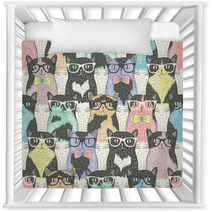 Seamless Pattern With Hipster Cute Cats For Children Nursery Decor 58024892