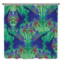 Seamless Pattern With Hyacinth Macaws. Hand Drawn Vector. Bath Decor 68068341