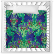 Seamless Pattern With Hyacinth Macaws. Hand Drawn Vector. Nursery Decor 68068341