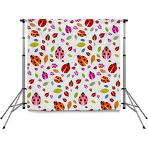 Seamless Pattern With Ladybirds And Leaves Backdrops 62714845