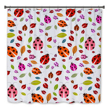 Seamless Pattern With Ladybirds And Leaves Bath Decor 62714845