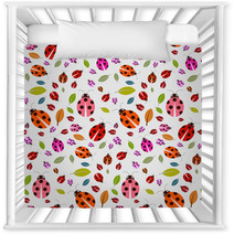 Seamless Pattern With Ladybirds And Leaves Nursery Decor 62714845