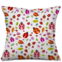 Seamless Pattern With Ladybirds And Leaves Pillows 62714845