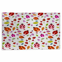 Seamless Pattern With Ladybirds And Leaves Rugs 62714845