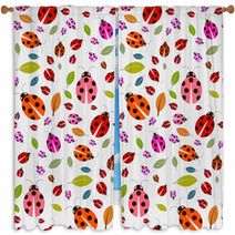 Seamless Pattern With Ladybirds And Leaves Window Curtains 62714845