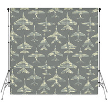 Seamless Pattern With Military Airplanes 02 Backdrops 69412488